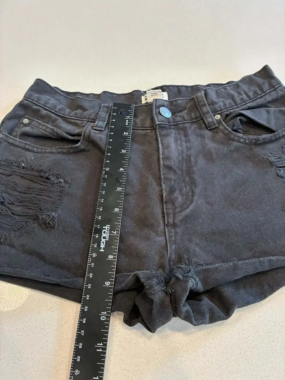 Billabong Denim Shorts Size 26 Black Distressed Raw Hem